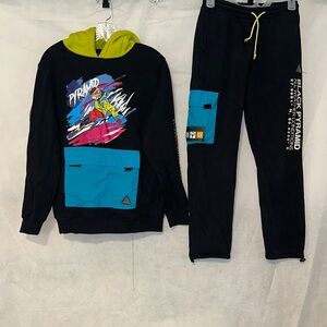 Black Pyramid Colorful Graphic Hoodie and Joggers